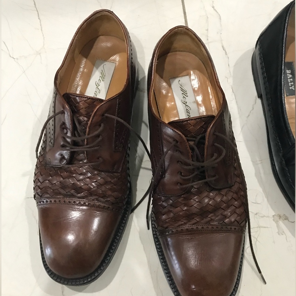 Mezlan Woven Brown Leather Oxfords